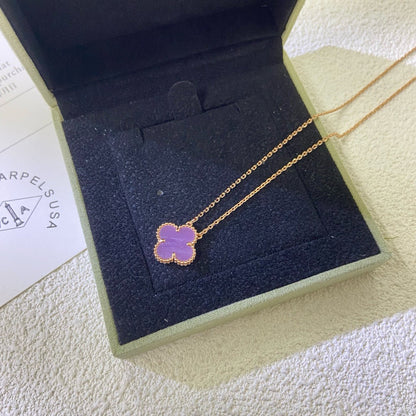 [Love Aura]CLOVER 15MM  PURPLE VIOLET NECKLACE