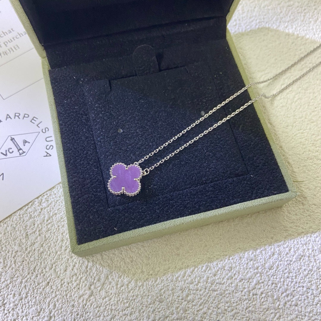 [Love Aura]CLOVER 15MM  PURPLE VIOLET NECKLACE