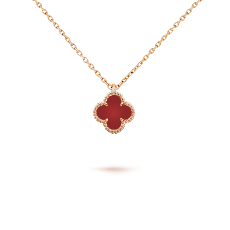 [Love Aura]CLOVER MINI 9.5MM WHITE CARNELIANS NECKLACE