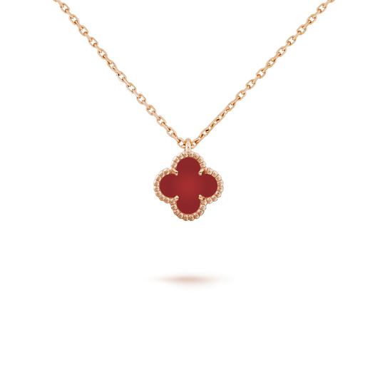 [Love Aura]CLOVER MINI 9.5MM WHITE CARNELIANS NECKLACE