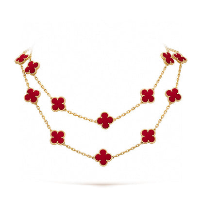 [Love Aura]CLOVER 20 MOTIFS CARNELIAN NECKLACE