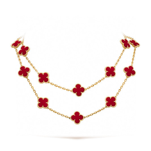 [Love Aura]CLOVER 20 MOTIFS CARNELIAN NECKLACE