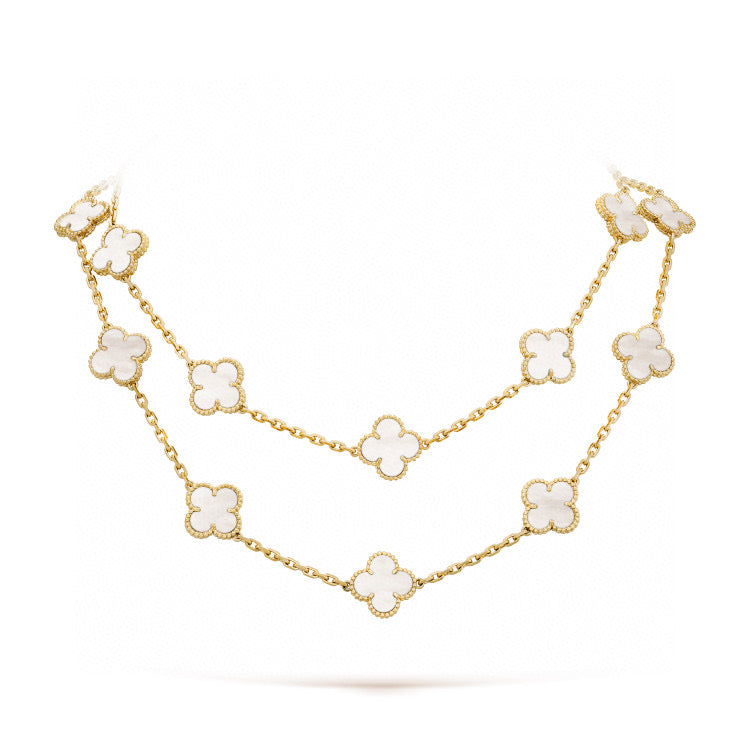 [Love Aura]CLOVER 20 MOTIFS WHITE MOP NECKLACE