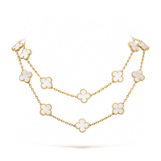 [Love Aura]CLOVER 20 MOTIFS WHITE MOP NECKLACE