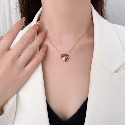 [Love Aura]LUCKY  CARNELIANS LADYBUG NECKLACE