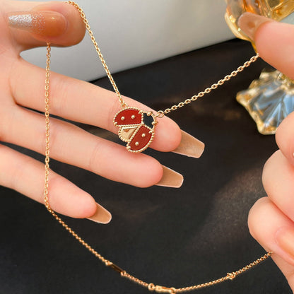 [Love Aura]LUCKY  CARNELIANS LADYBUG NECKLACE