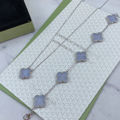 [Love Aura] CLOVER 5 MOTIF PURPLE CHALCEDONY BRACELET COLLECTION