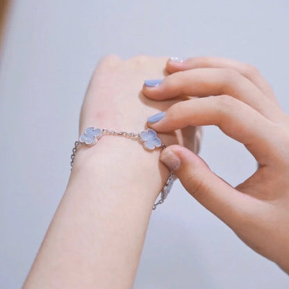 [Love Aura] CLOVER 5 MOTIF PURPLE CHALCEDONY BRACELET COLLECTION