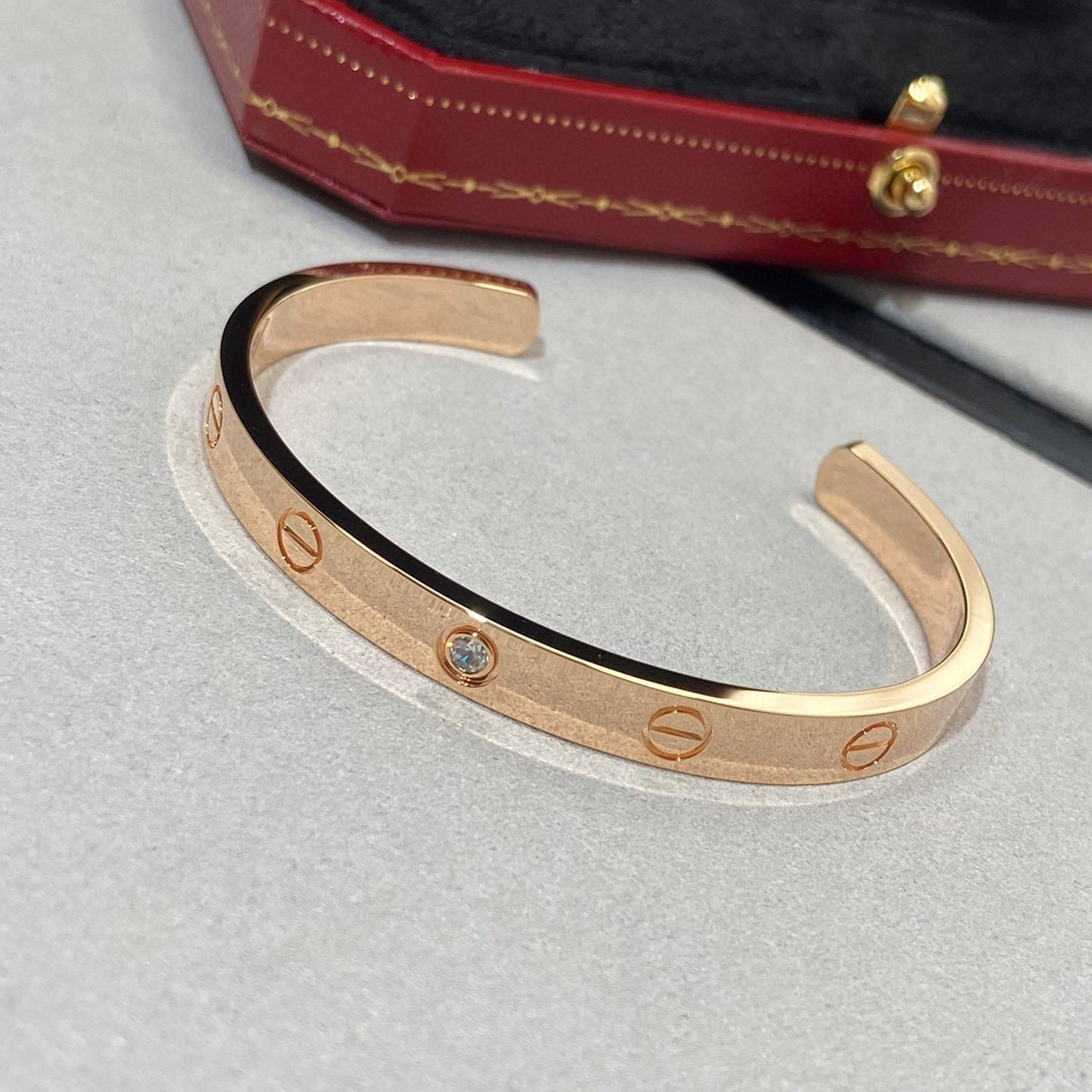 [Love Aura]LOVE BRACELET 6.1MM 1 DIAMOND OPEN CUFF