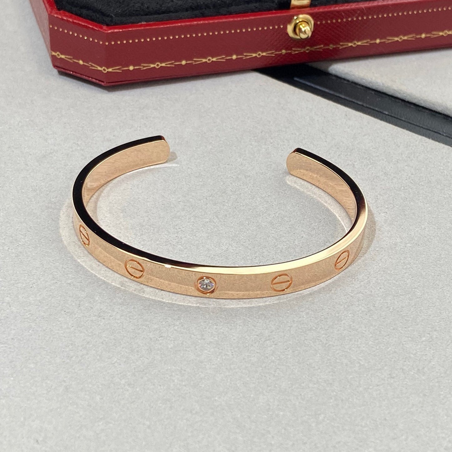 [Love Aura]LOVE BRACELET 6.1MM 1 DIAMOND OPEN CUFF