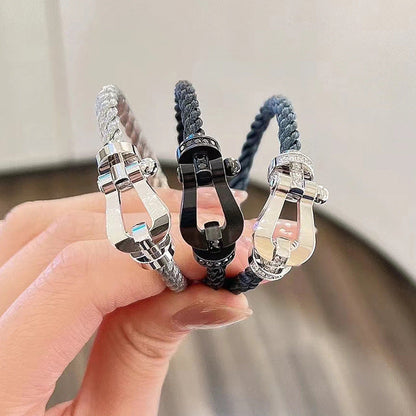 [Love Aura]FORCE LARGE HORSESHOE HALF DIAMOND BRACELET GOLD