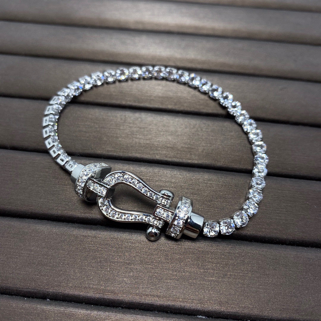 [Love Aura]FORCE  LARGE HORSESHOE FULL DIAMOND TENNIS BRACELET