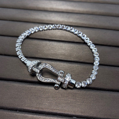[Love Aura]FORCE  LARGE HORSESHOE FULL DIAMOND TENNIS BRACELET