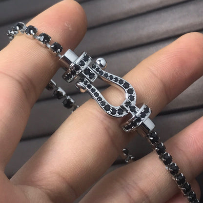 [Love Aura]FORCE  LARGE HORSESHOE FULL DIAMOND TENNIS BRACELET