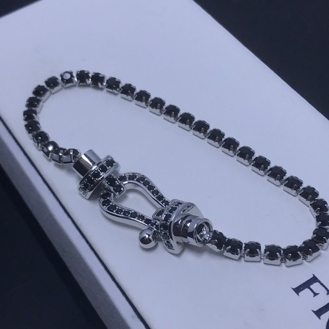 [Love Aura]FORCE  LARGE HORSESHOE FULL DIAMOND TENNIS BRACELET