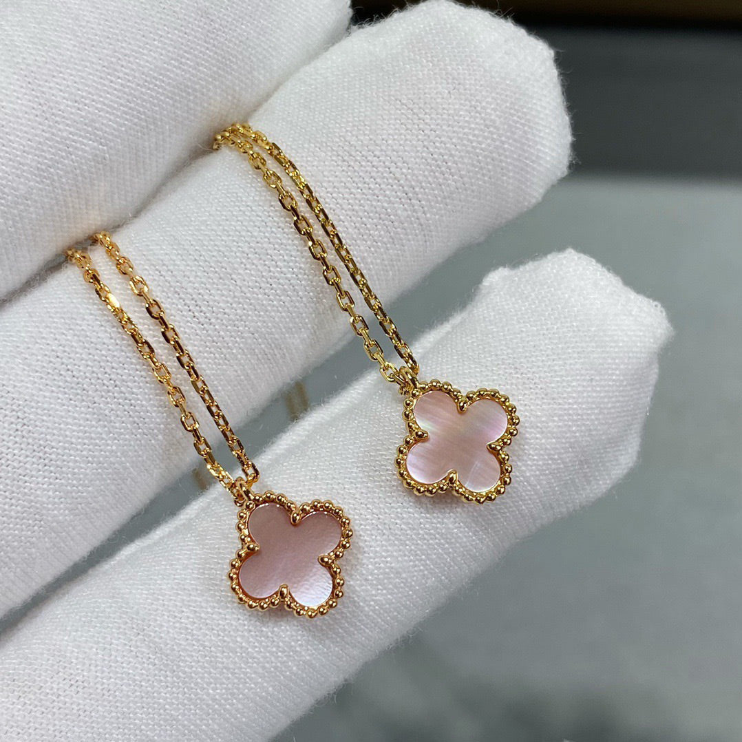 [Love Aura]CLOVER 15MM PINK MOTHER-OF-PEARL SINGLE FLOWER NECKLACE