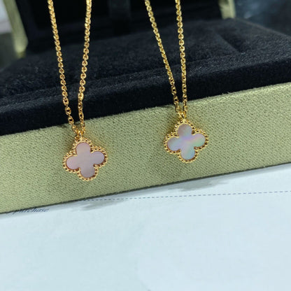 [Love Aura]CLOVER 9.5MM PINK MOTHER OF PEARL SINGLE FLOWER NECKLACE