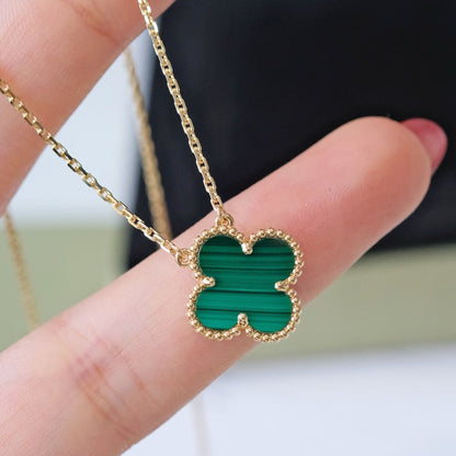 [Love Aura]CLOVER 15MM MALACHITE SINGLE FLOWER  NECKLACE