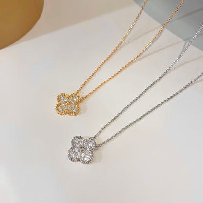 [Love Aura]CLOVER 15MM DIAMOND SINGLE FLOWER NECKLACE