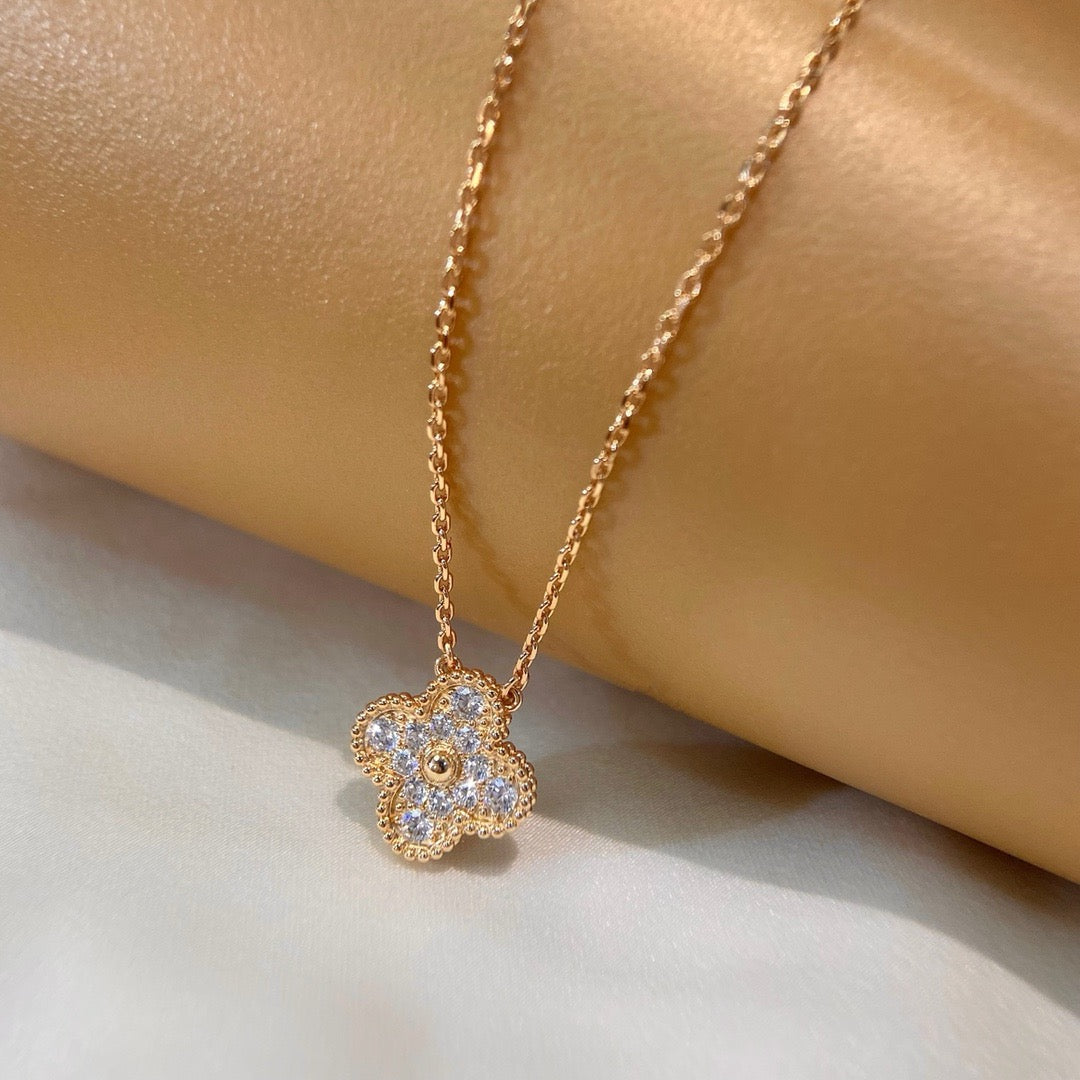 [Love Aura]CLOVER 15MM DIAMOND SINGLE FLOWER NECKLACE