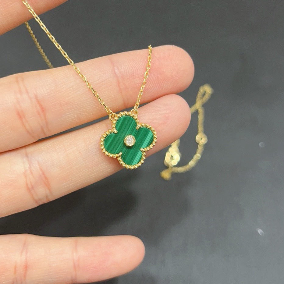 [Love Aura]CLOVER 15MM DIAMOND TURQUOISE NECKLACE