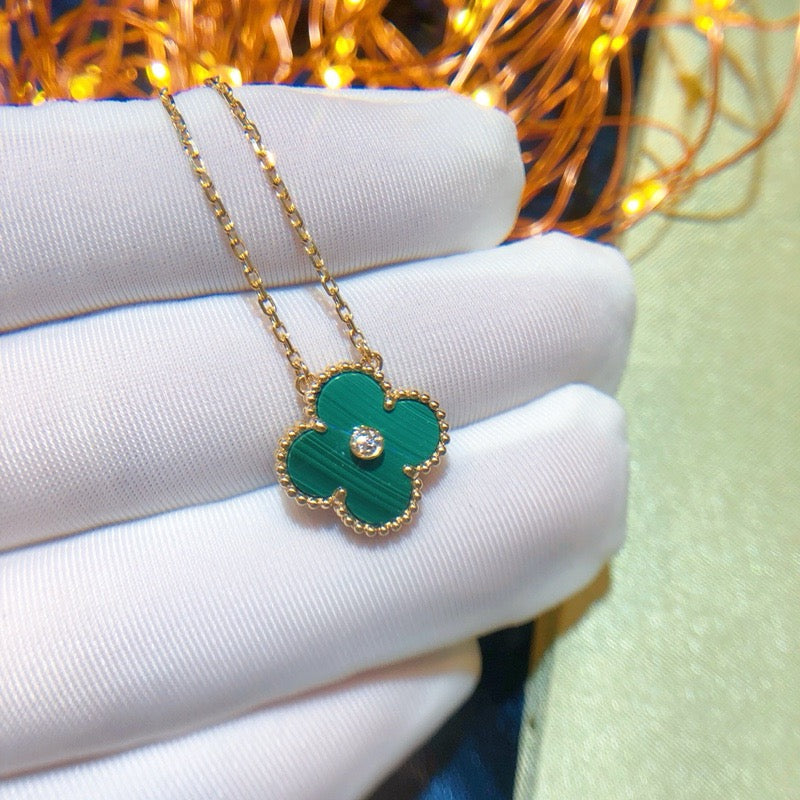 [Love Aura]CLOVER 15MM DIAMOND TURQUOISE NECKLACE