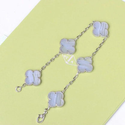 [Love Aura] CLOVER 5 MOTIF PURPLE CHALCEDONY BRACELET COLLECTION