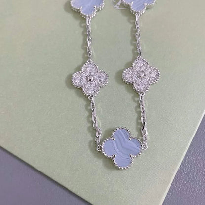 [Love Aura] CLOVER 5 MOTIF PURPLE CHALCEDONY BRACELET COLLECTION