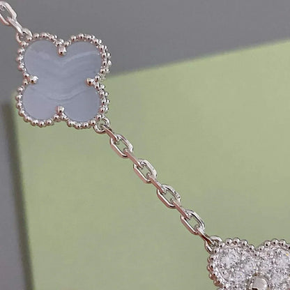 [Love Aura] CLOVER 5 MOTIF PURPLE CHALCEDONY BRACELET COLLECTION
