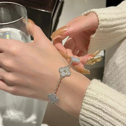 [Love Aura] CLOVER 5 MOTIF PURPLE CHALCEDONY BRACELET COLLECTION