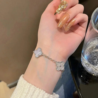 [Love Aura] CLOVER 5 MOTIF PURPLE CHALCEDONY BRACELET COLLECTION
