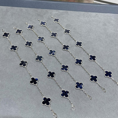 [Love Aura]CLOVER 5 MOTIF PIETERSITE SILVER BRACELET