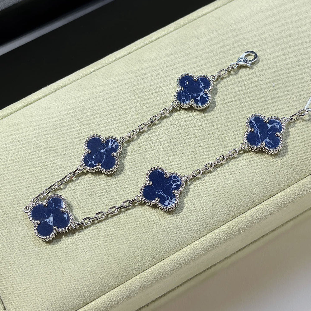 [Love Aura]CLOVER 5 MOTIF PIETERSITE SILVER BRACELET