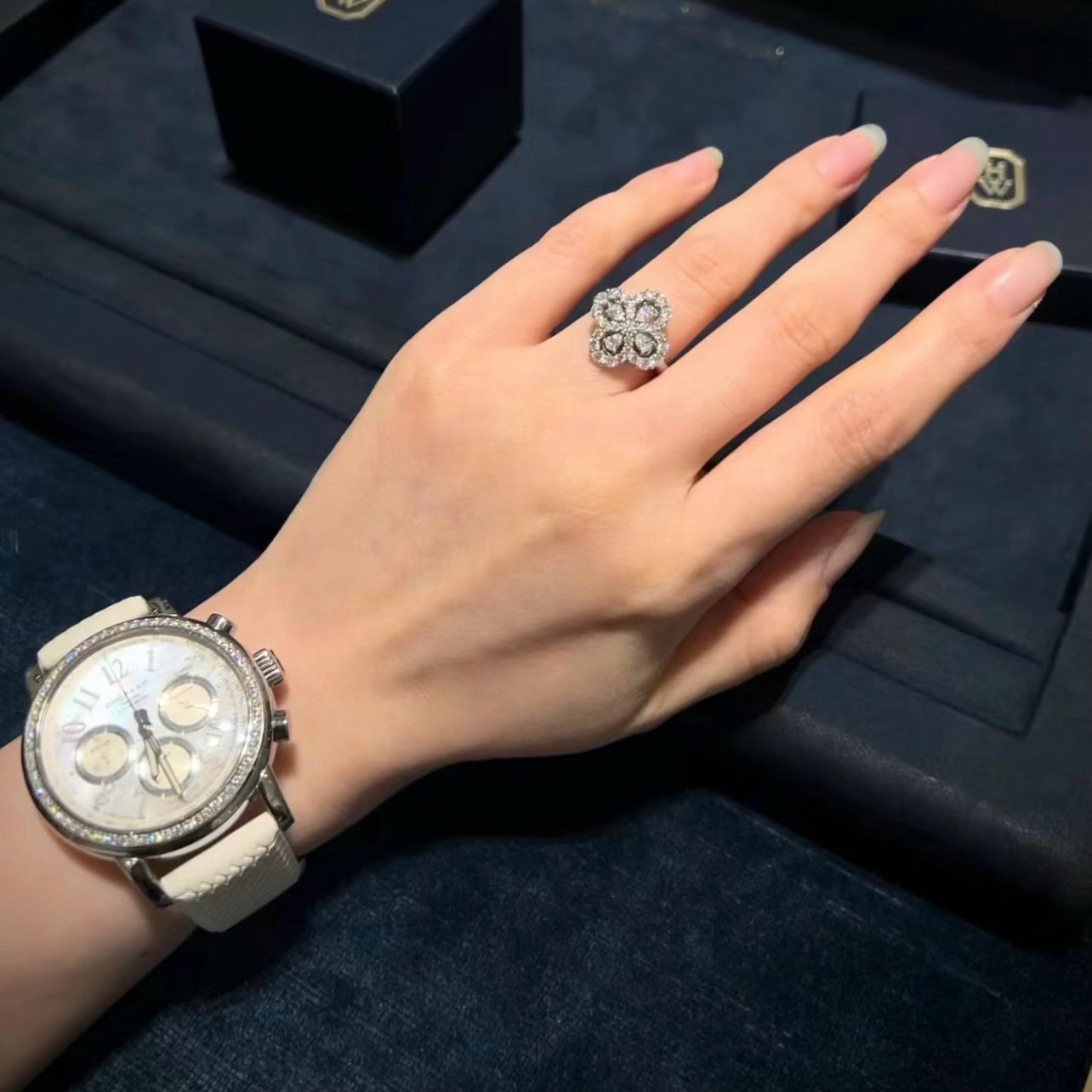 [Love Aura]LOOP RING FULL MOTIF DIAMOND 16MM SILVE