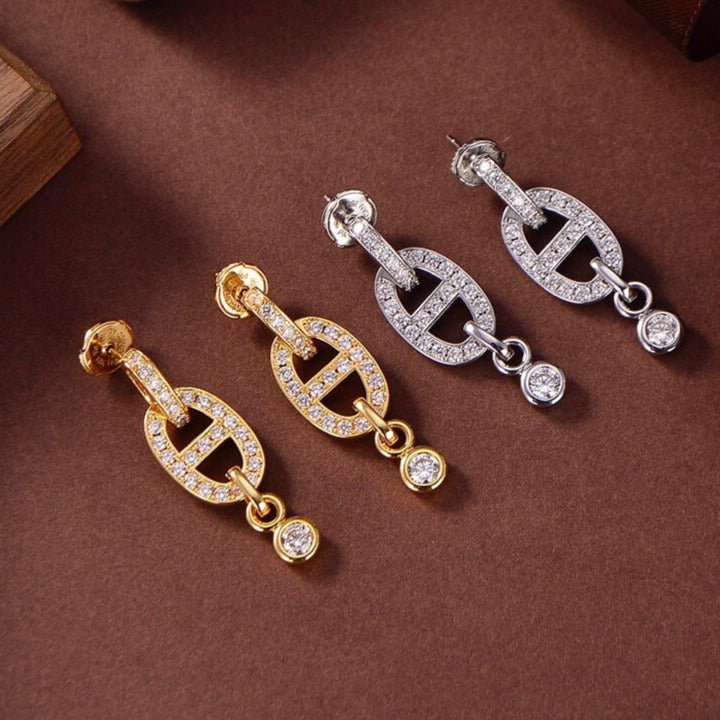 [Love Aura]HM CHAINE DIAMOND EARRINGS