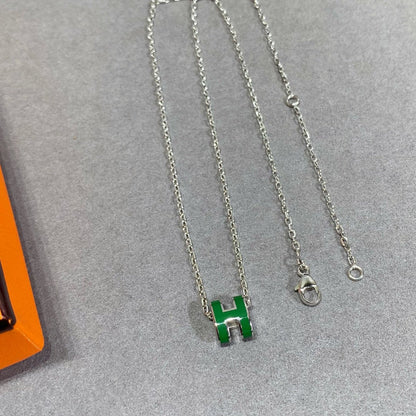 [Love Aura]POP H GREEN NECKLACE SILVER AND GOLD