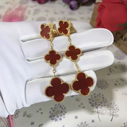 [Love Aura]CLOVER 3 MOTIF CARNELIAN DROP EARRINGS