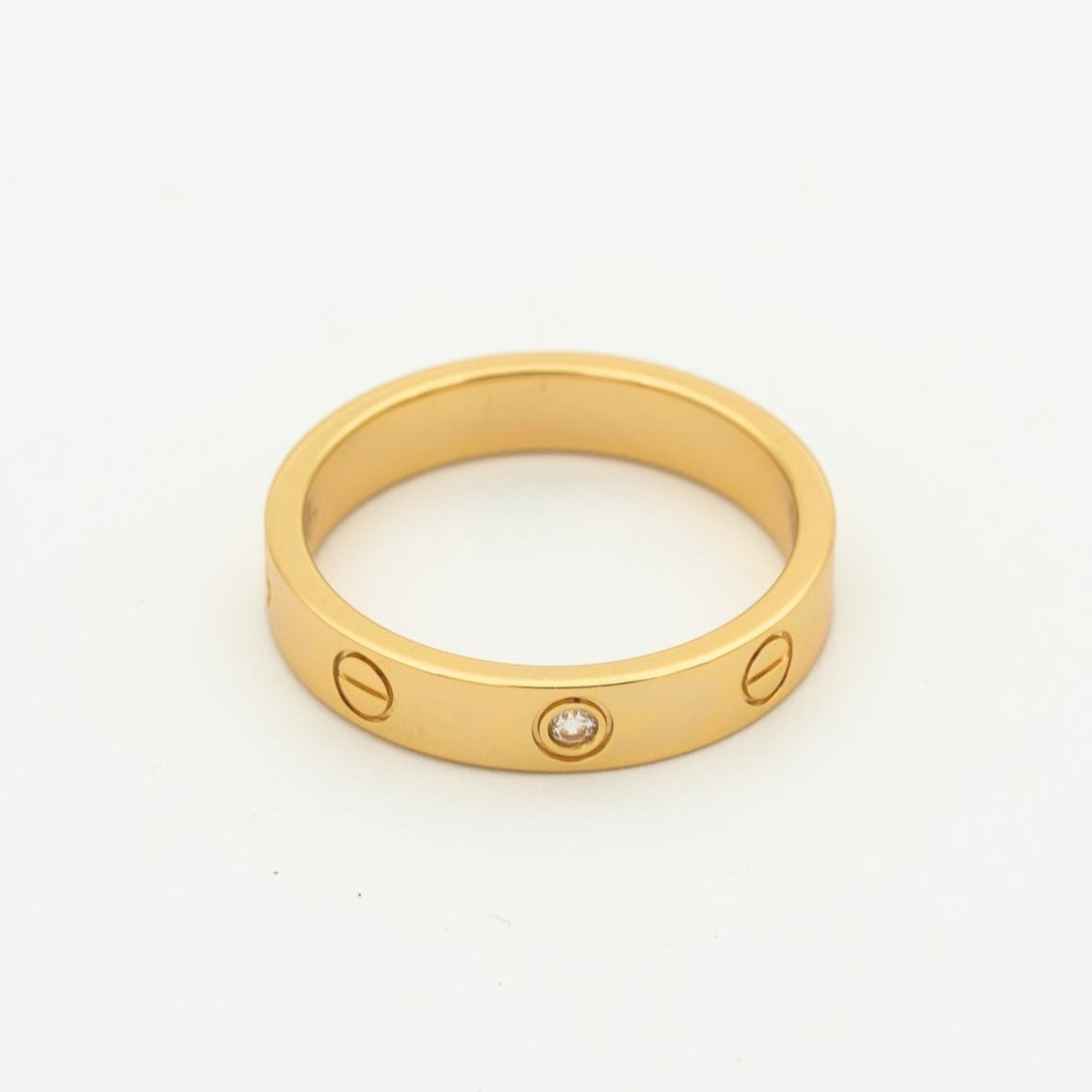 [Love Aura]LOVE RING 4MM 1 DIAMOND PINK GOLD
