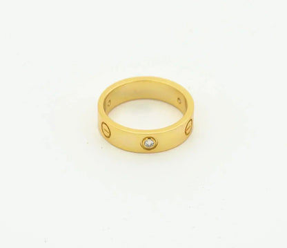 [Love Aura]LOVE RING 4MM 1 DIAMOND GOLD