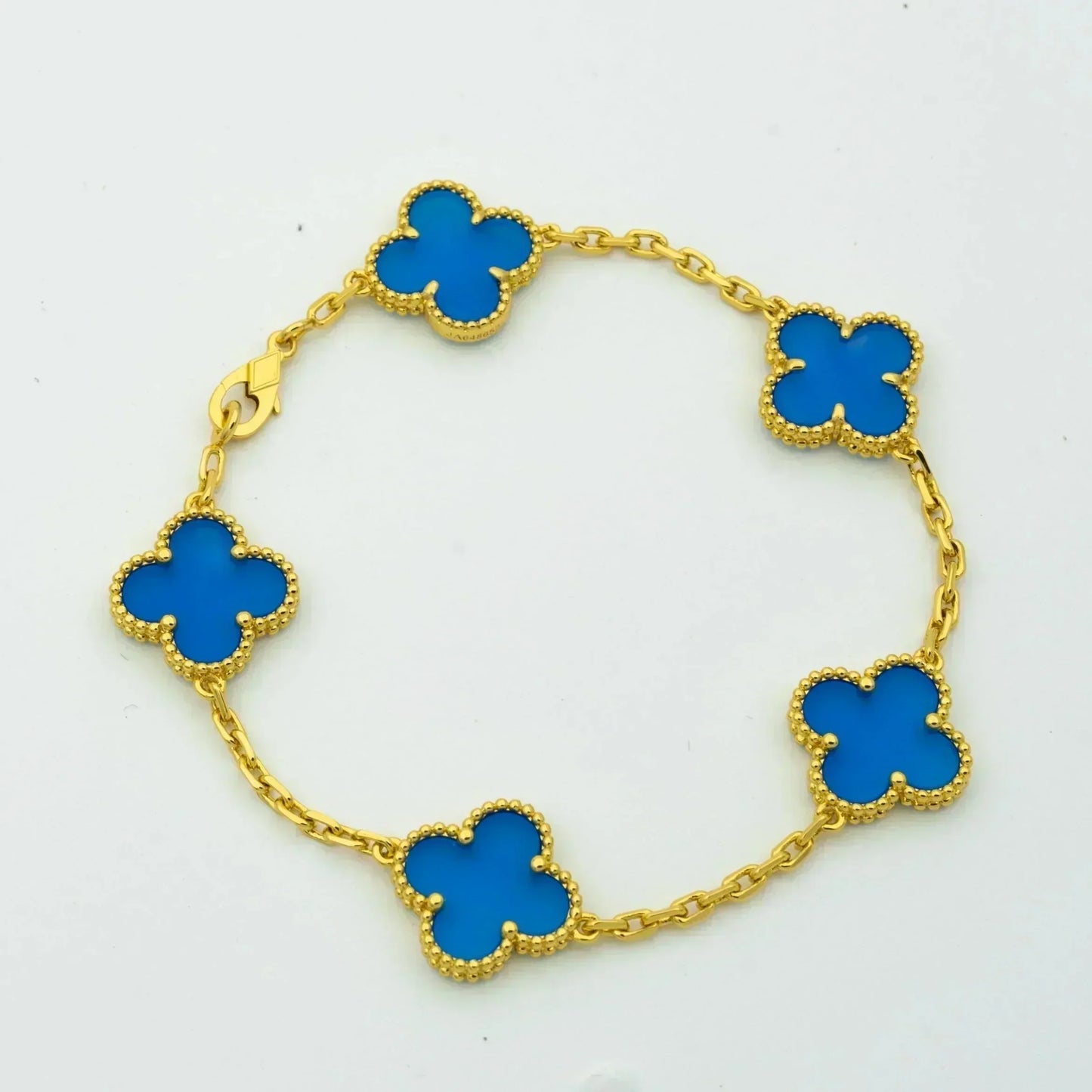 [Love Aura]CLOVER 5 MOTIFS BLUE AGATE BRACELET
