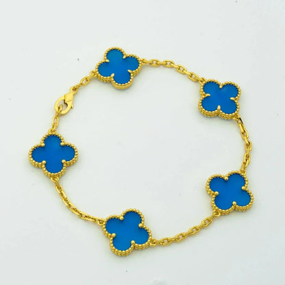 [Love Aura]CLOVER 5 MOTIFS BLUE AGATE BRACELET