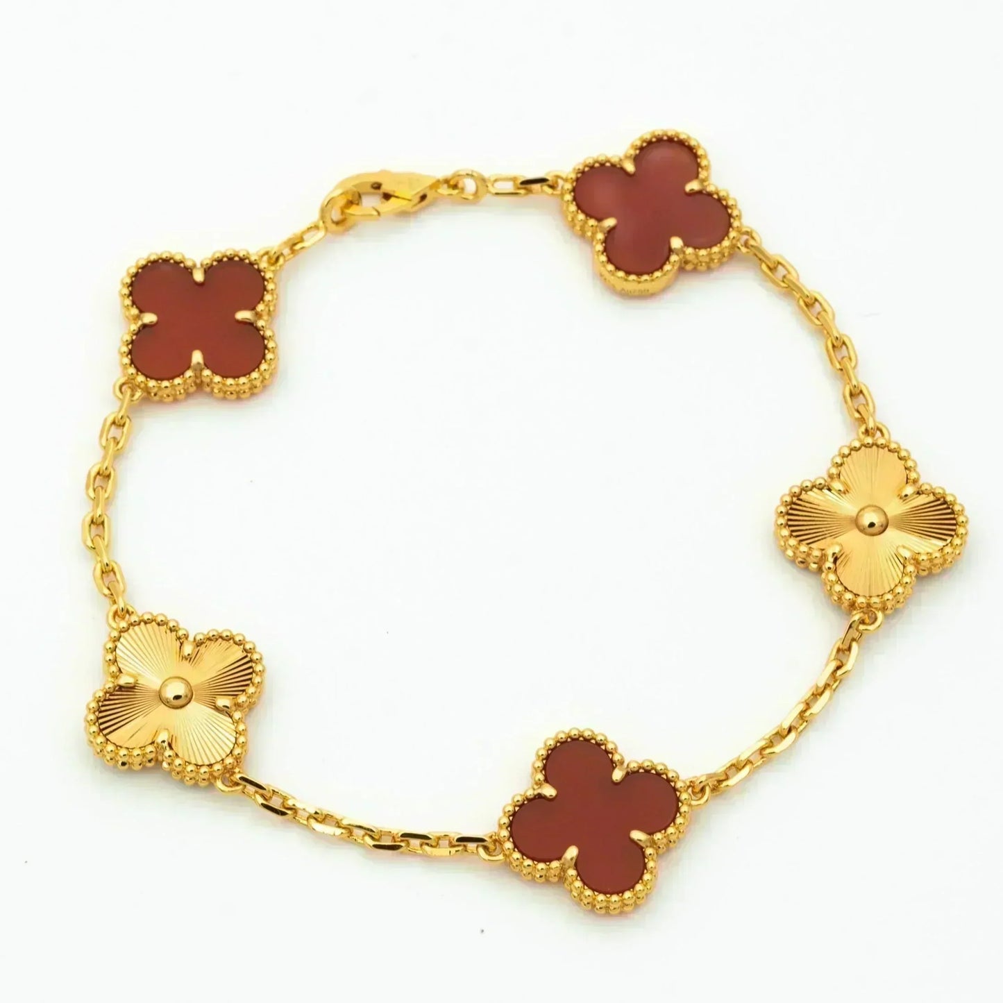 [Love Aura]CLOVER  5 MOTIFS CARNELIAN GOLD BRACELET