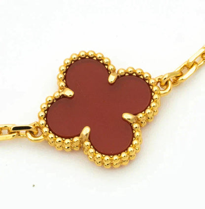 [Love Aura] CLOVER 5 MOTIF RED CORNELIAN BRACELET COLLECTION