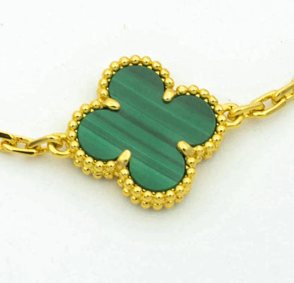 [Love Aura]CLOVER  5 MOTIF MALACHITE DIAMOND BRACELET