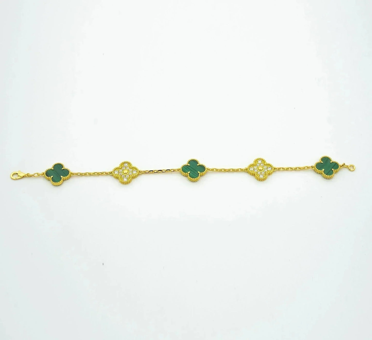 [Love Aura]CLOVER  5 MOTIF MALACHITE DIAMOND BRACELET