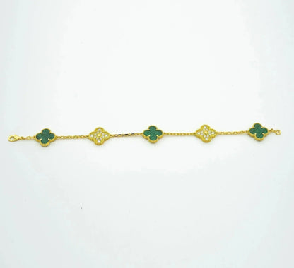 [Love Aura]CLOVER  5 MOTIF MALACHITE DIAMOND BRACELET