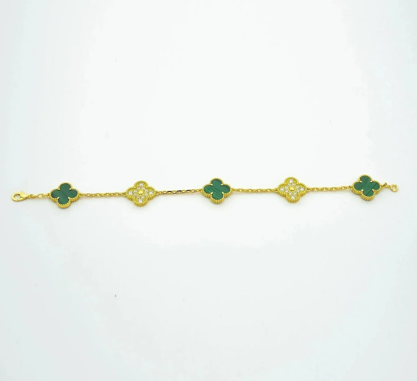 [Love Aura] CLOVER 5 MOTIF MALACHITE BRACELET COLLECTION