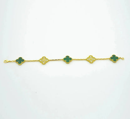 [Love Aura] CLOVER 5 MOTIF MALACHITE BRACELET COLLECTION