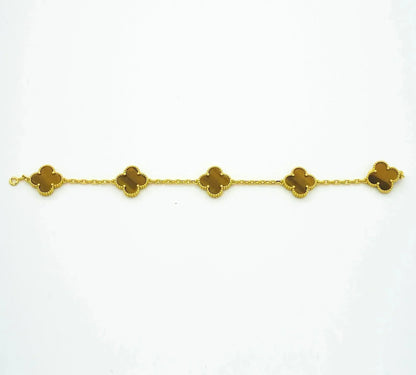 [Love Aura]CLOVER  5 MOTIFS TIGER EYE BRACELET