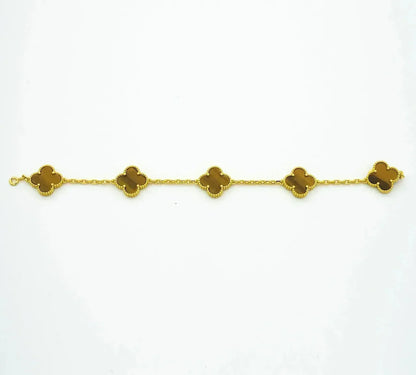 [Love Aura] CLOVER 5 MOTIFS TIGER EYE BRACELET COLLECTION